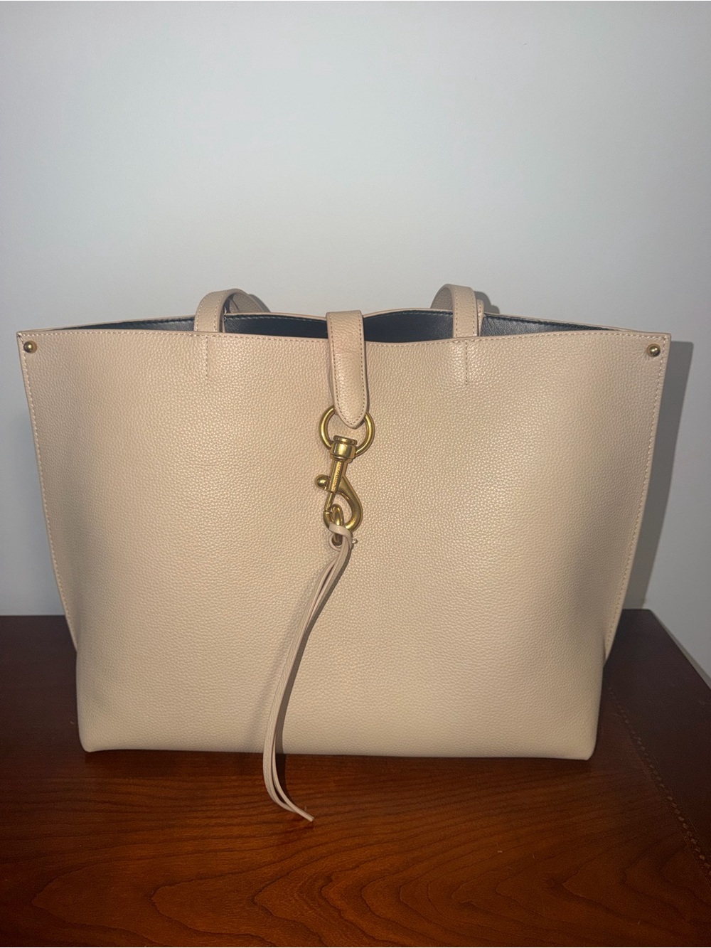 Rebecca Minkoff Beige Leather Tote with Gold Hardware